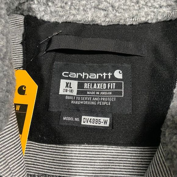 Carhartt Sherpa Fleece Snap Front Vest Womens X-Large XL Relaxed Fit Gray Black - Picture 13 of 16
